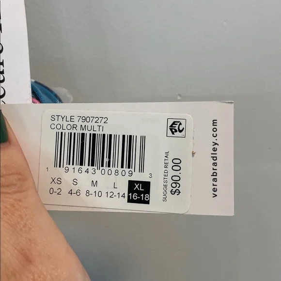 NWT Vera Bradley XL seascape coral beachy flutter sleeve full coverage swim top - Picture 3 of 6